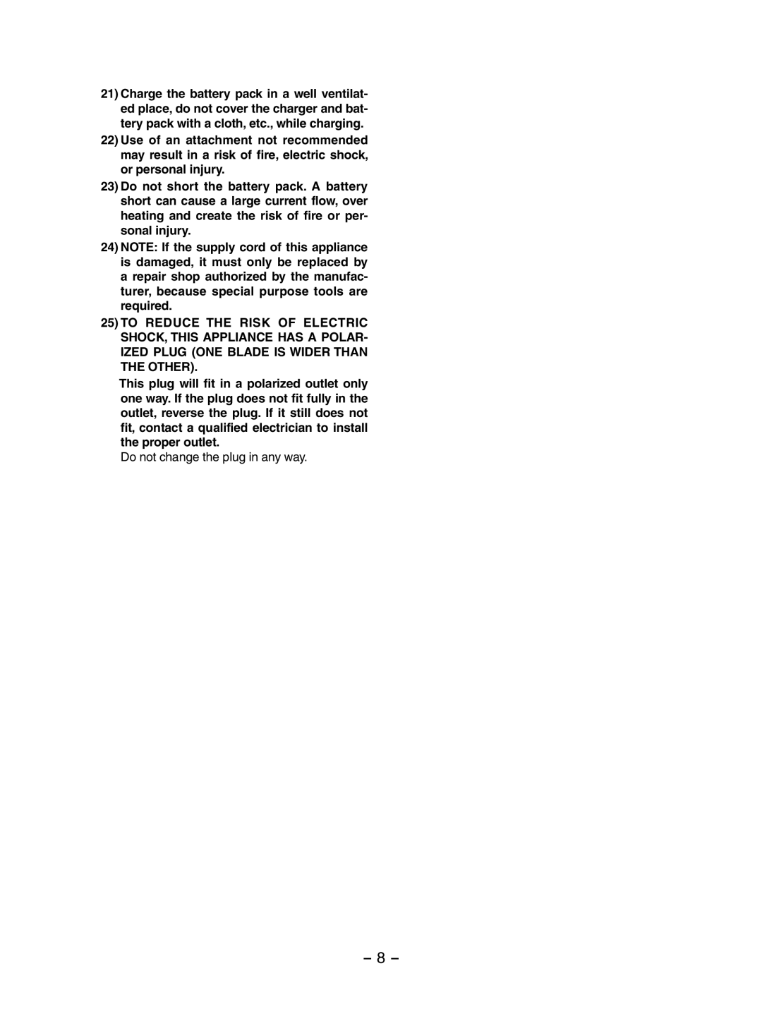 Panasonic EY3552 operating instructions Do not change the plug in any way 