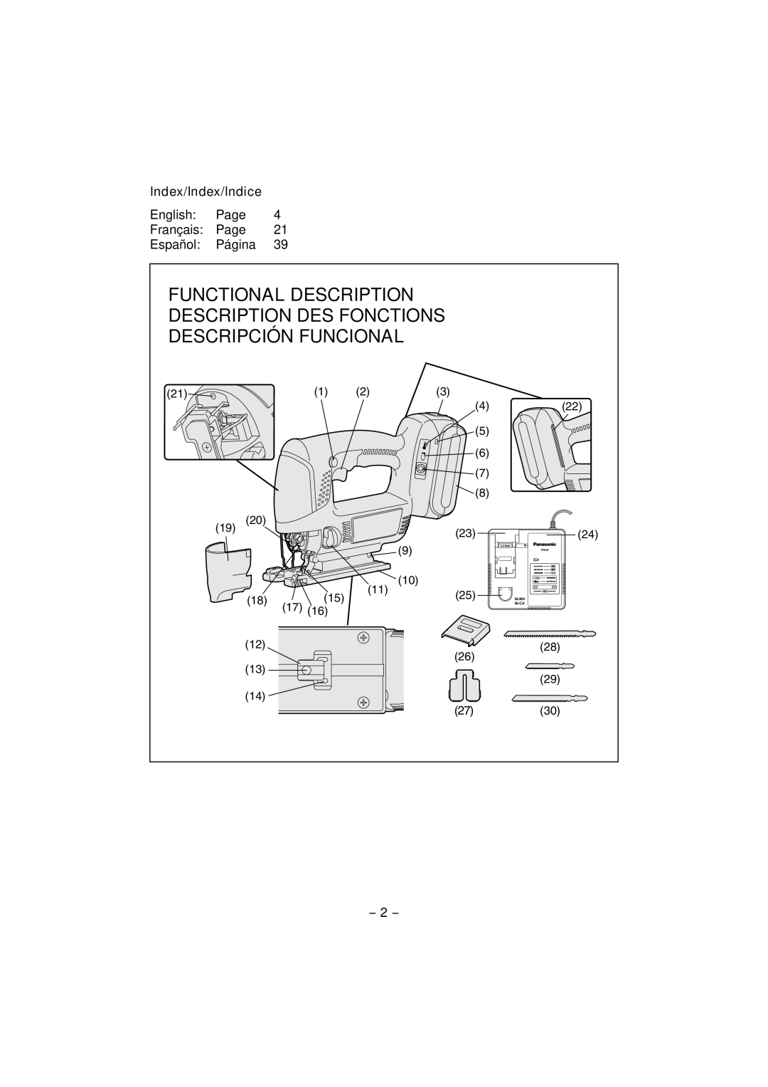 Panasonic EY4541 operating instructions Index/Index/Indice 