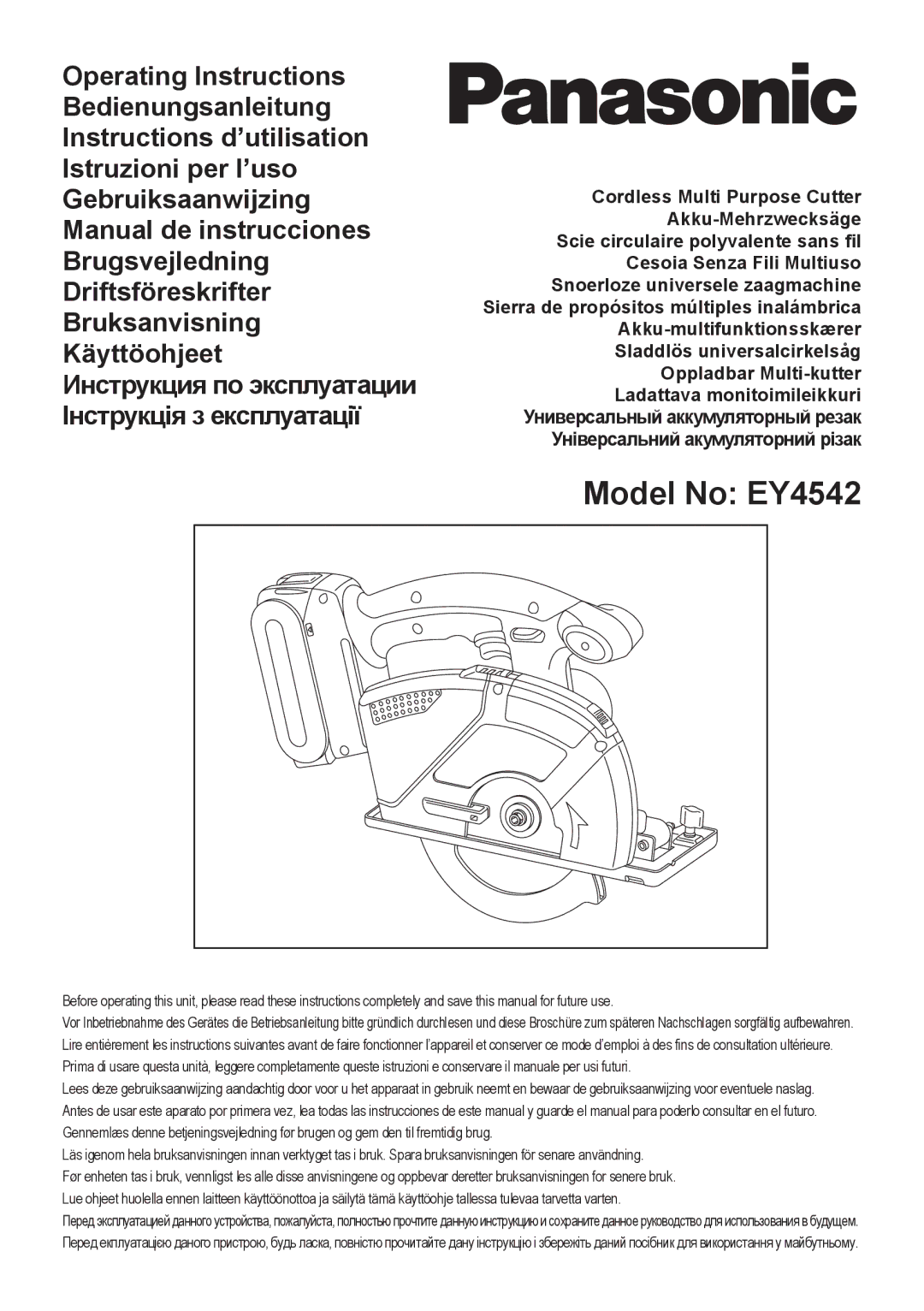 Panasonic manual Model No EY4542 