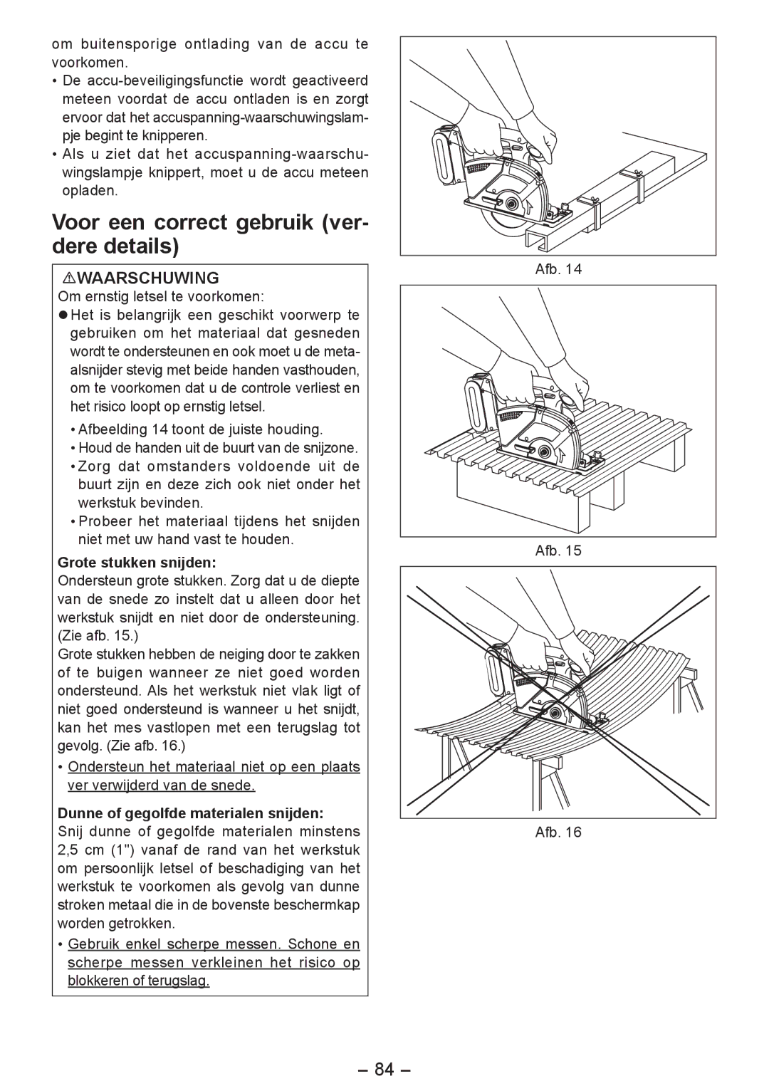 Panasonic EY4542 manual Voor een correct gebruik ver- dere details, Om buitensporige ontlading van de accu te voorkomen 