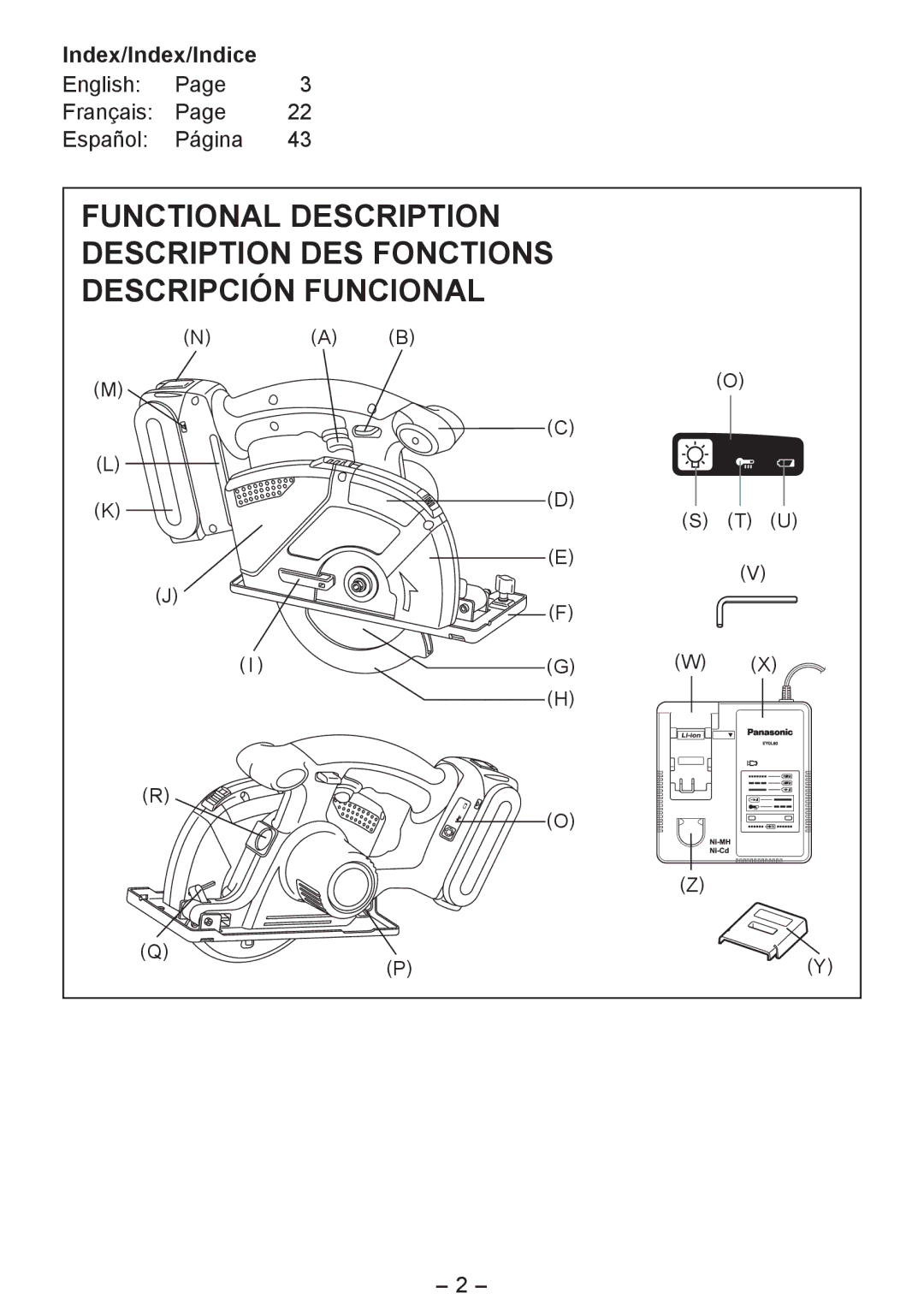 Panasonic EY4542 operating instructions Index/Index/Indice 