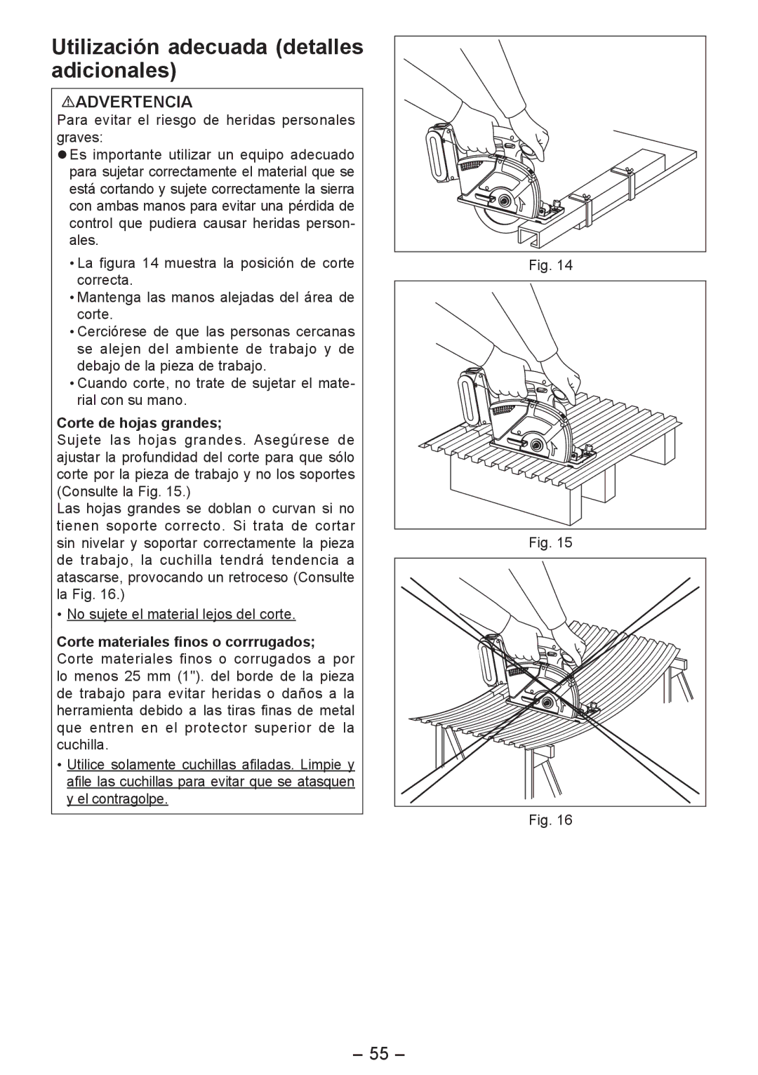 Panasonic EY4542 operating instructions Utilización adecuada detalles adicionales, Corte de hojas grandes 