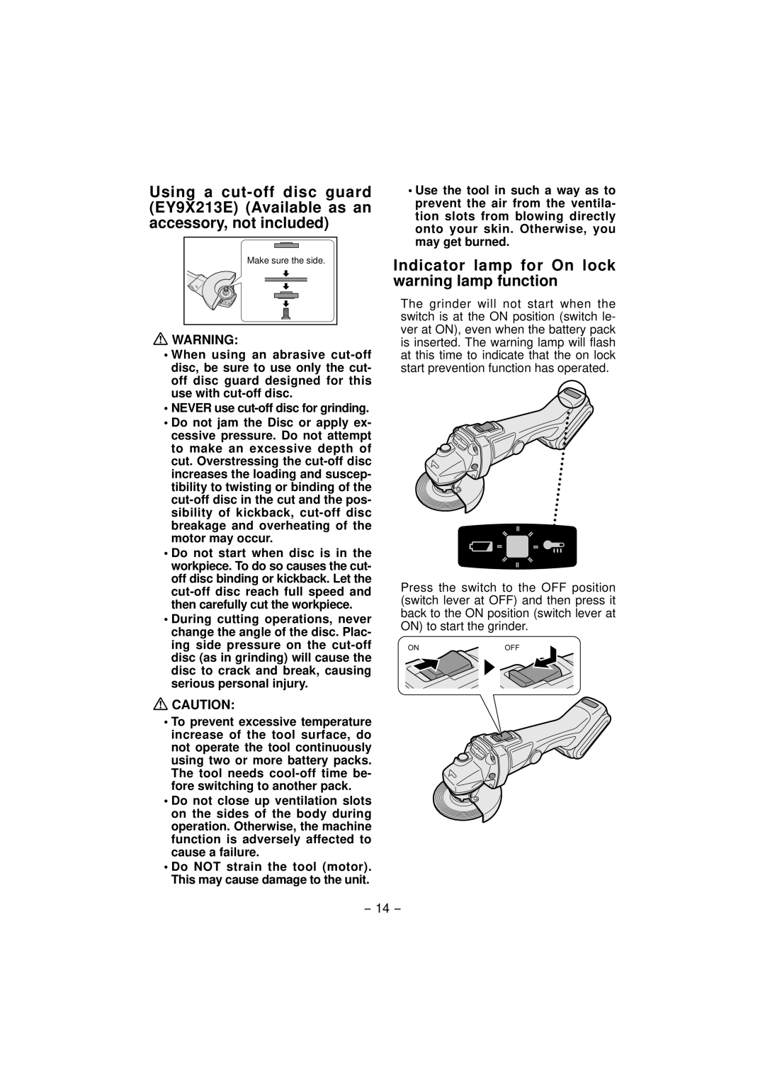 Panasonic EY4640 operating instructions Indicator lamp for On lock warning lamp function 