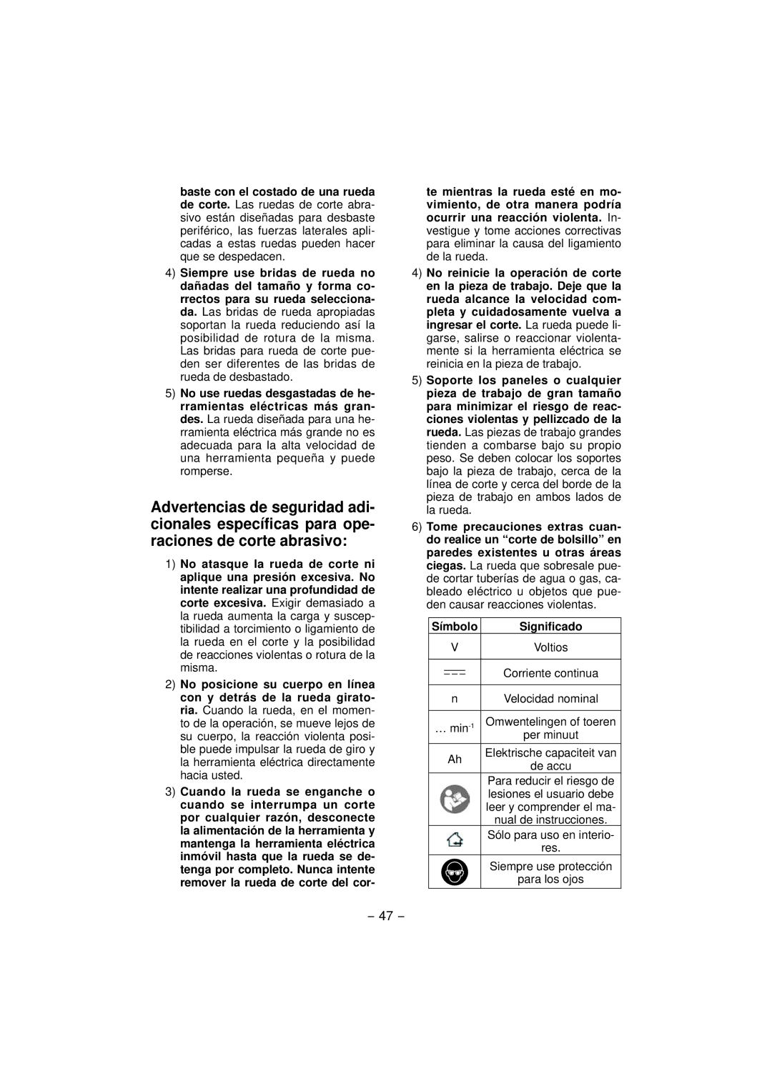 Panasonic EY4640 operating instructions Voltios 