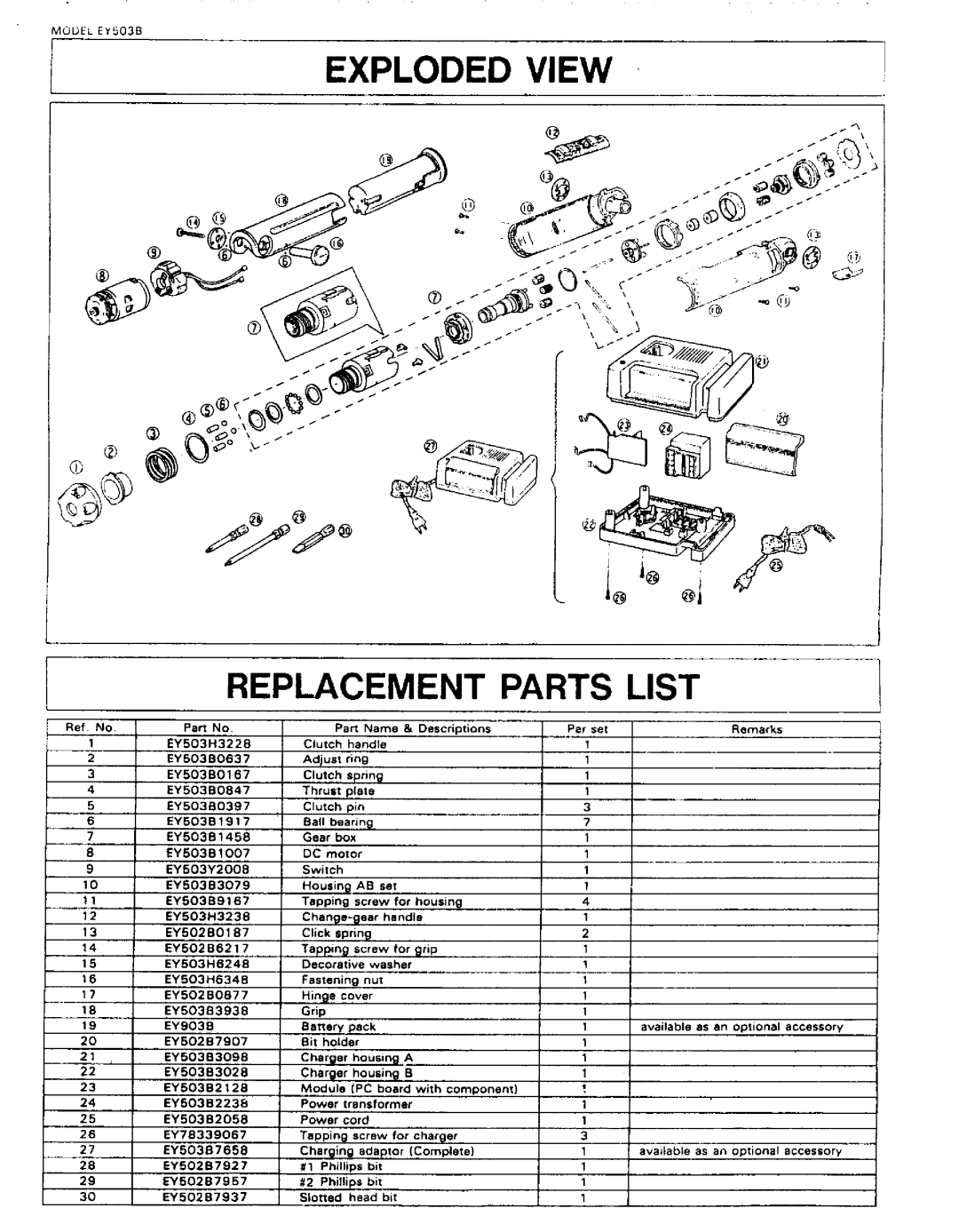 Panasonic EY503B manual 