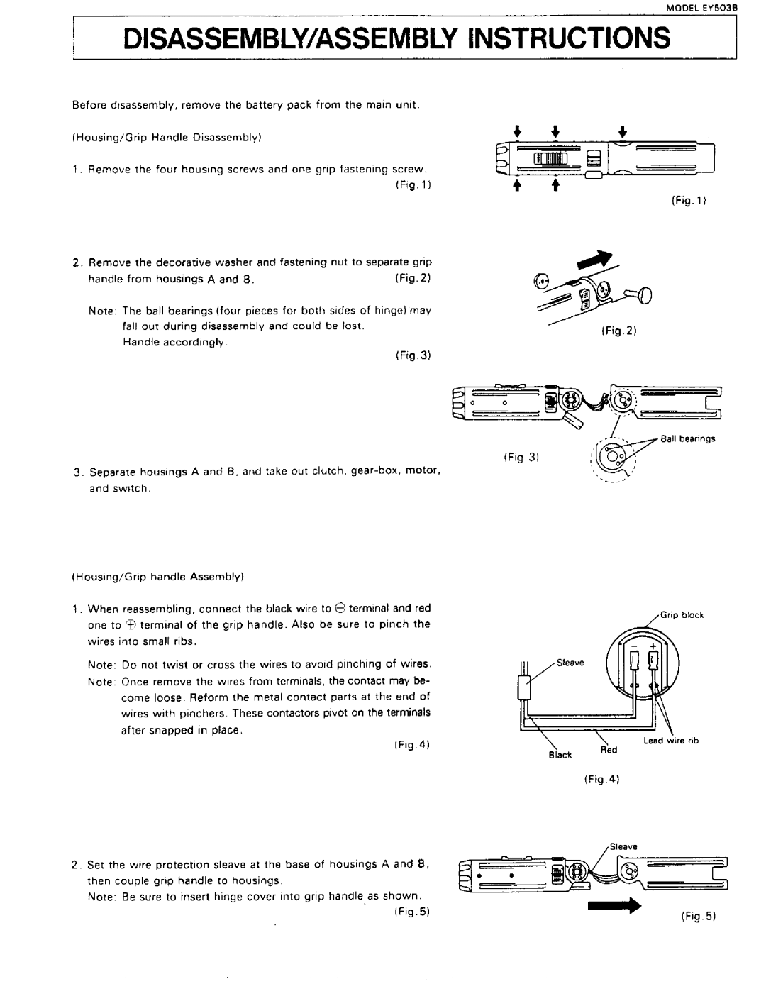 Panasonic EY503B manual 