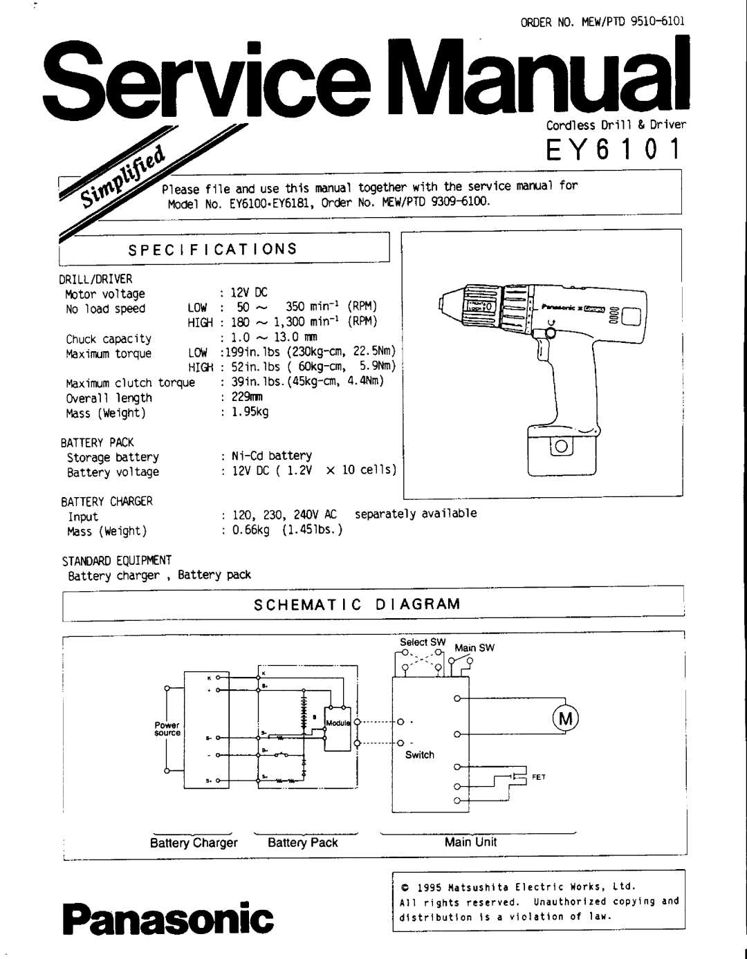 Panasonic EY6101 manual 