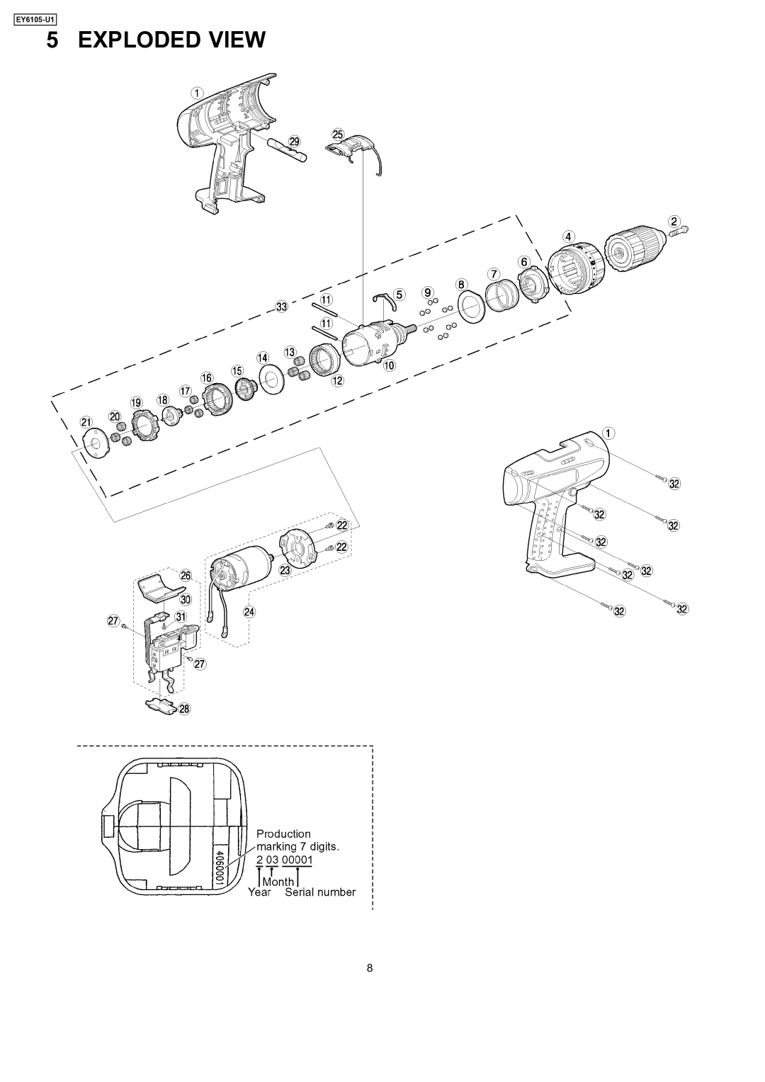 Panasonic EY6105-UI specifications Exploded View 