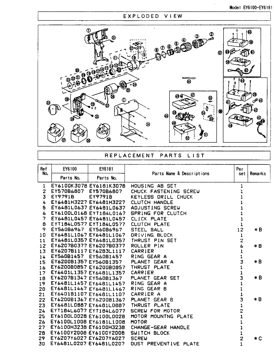 Panasonic EY6100, EY6181 manual 