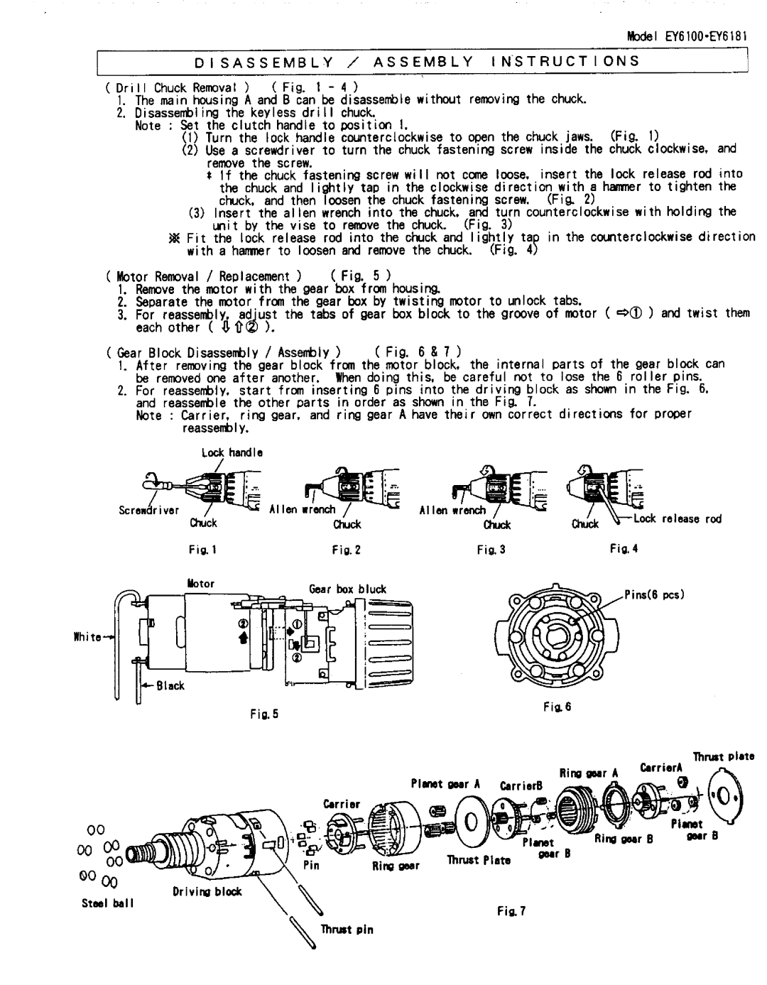 Panasonic EY6100, EY6181 manual 