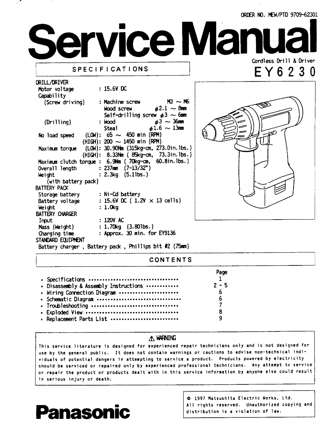 Panasonic EY6230 manual 