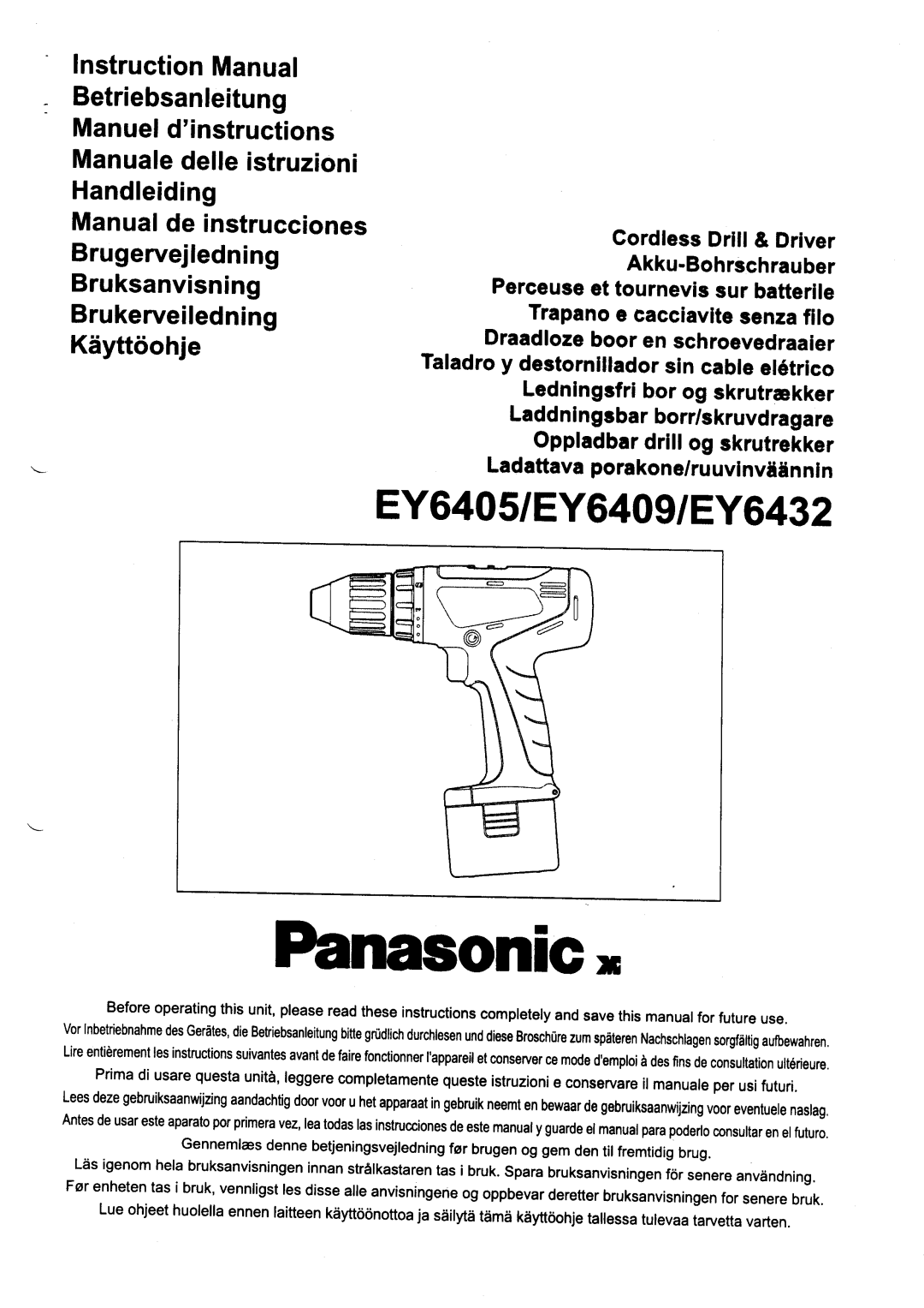 Panasonic EY6432, EY6405, EY6409 manual 