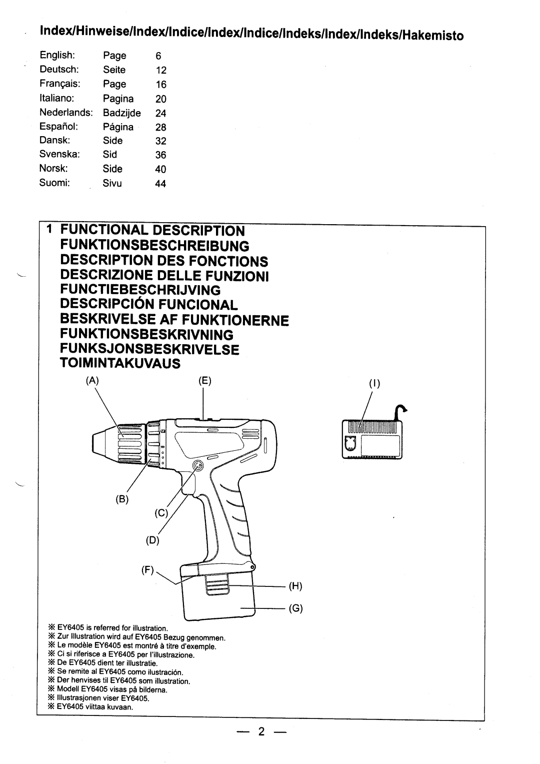 Panasonic EY6409, EY6405, EY6432 manual 