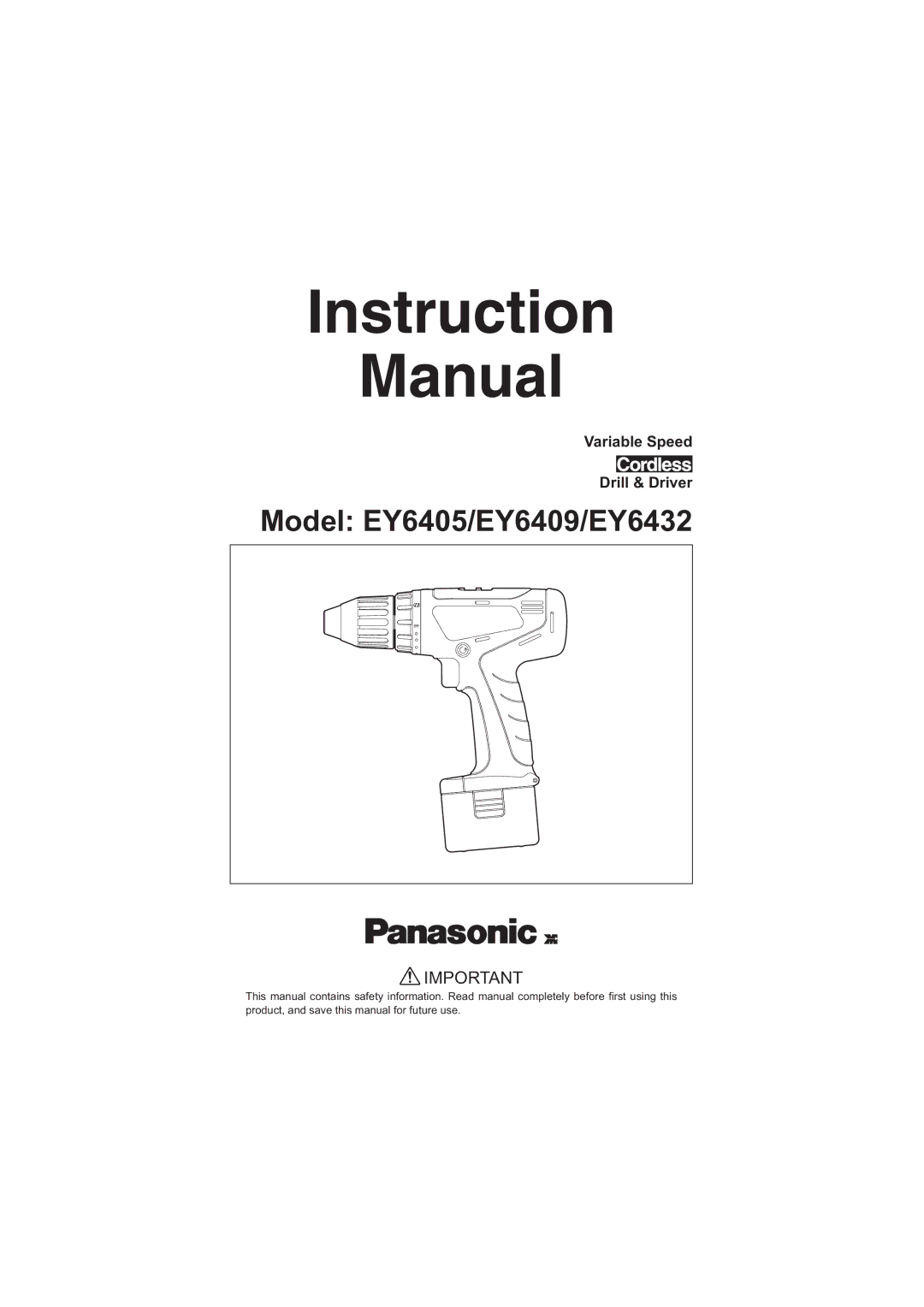 Panasonic manual Model EY6405/EY6409/EY6432 