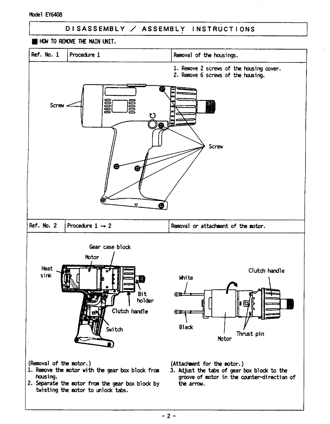 Panasonic EY6408 manual 