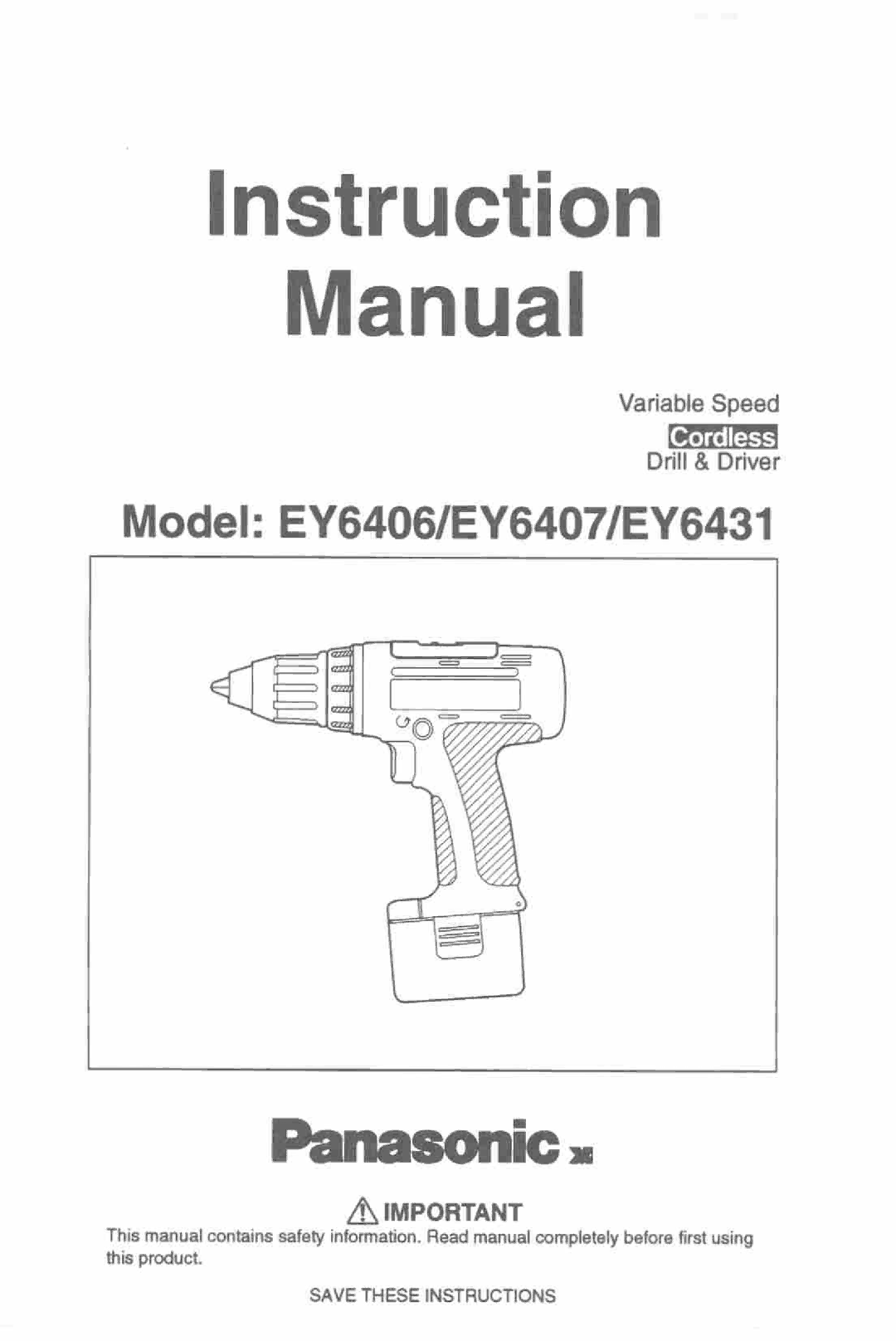 Panasonic EY6407, EY6431, EY6406 manual 