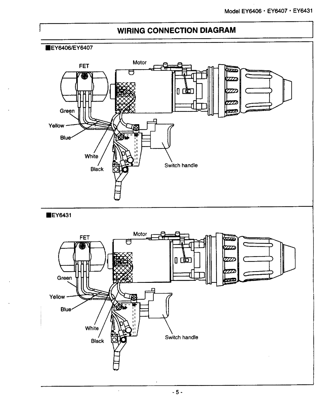 Panasonic EY6406, EY6431, EY6407 manual 