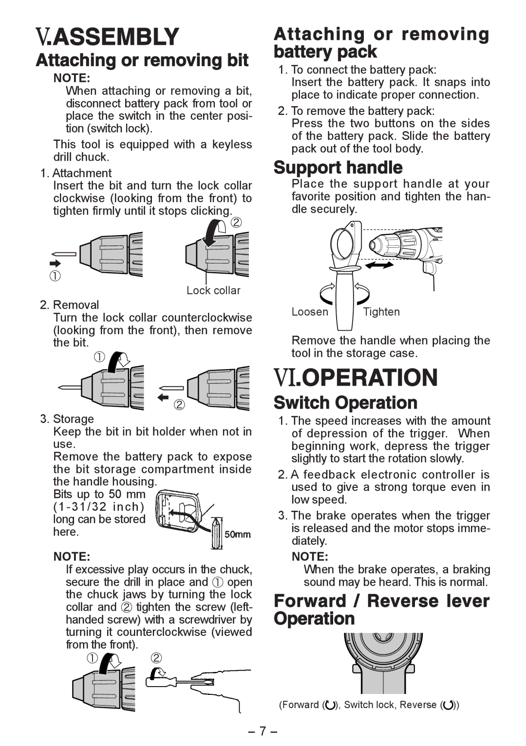 Panasonic EY6450 operating instructions Assembly, Operation 