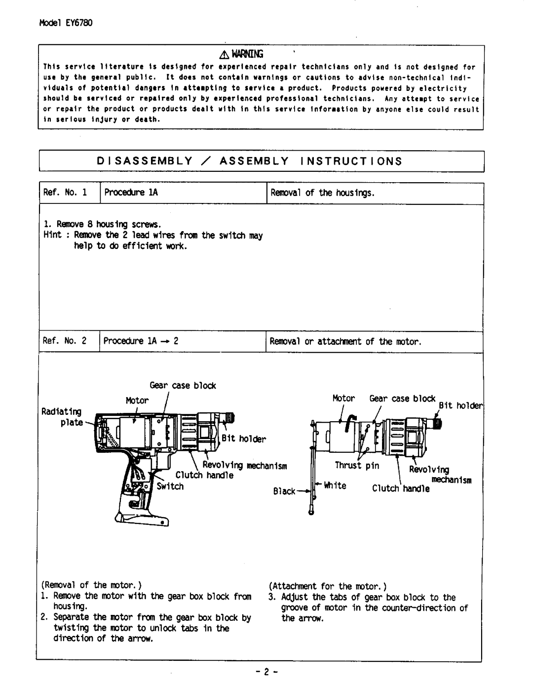 Panasonic EY6780 manual 