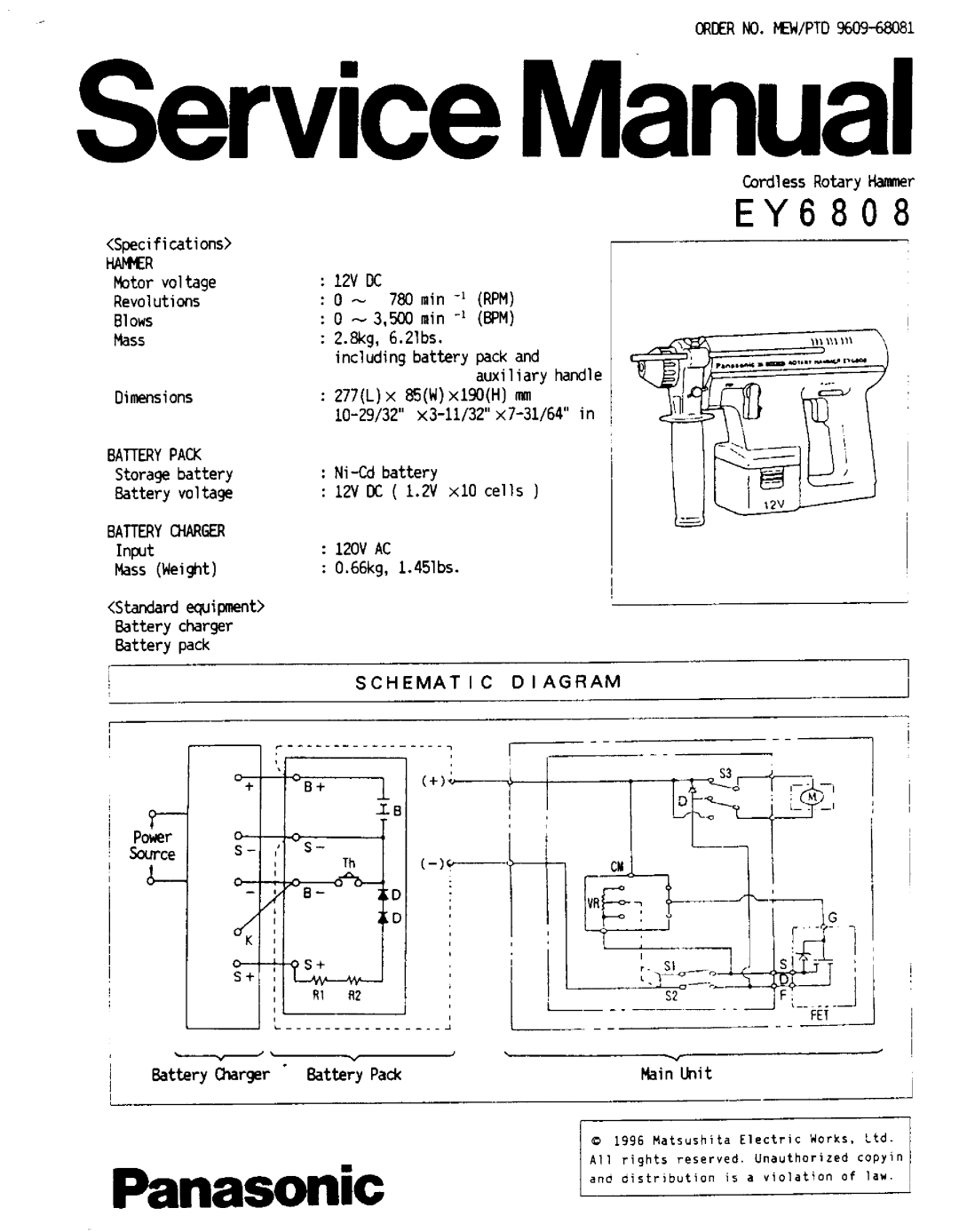 Panasonic EY6808 manual 