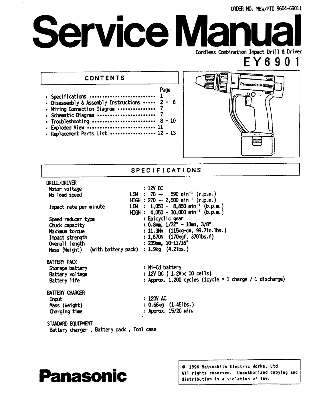 Panasonic EY6901 manual 