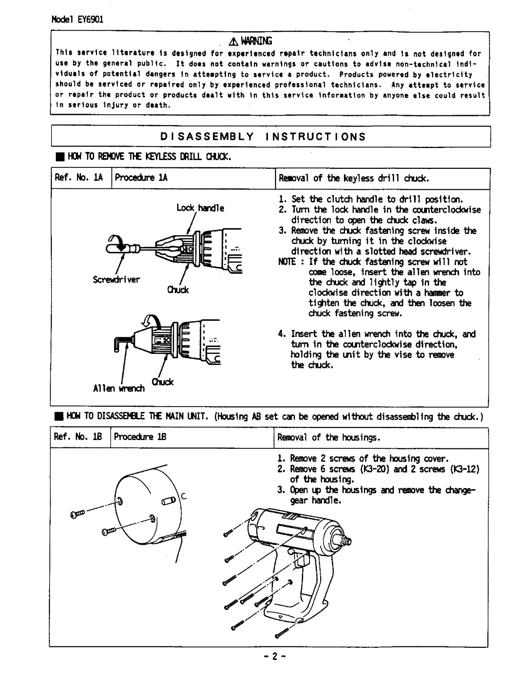 Panasonic EY6901 manual 