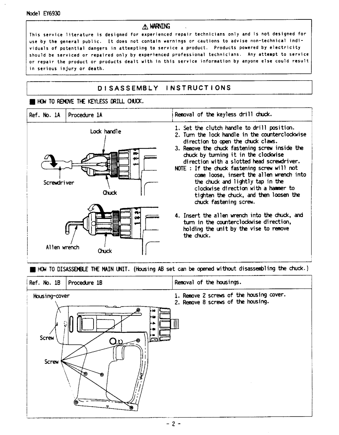 Panasonic EY6930 manual 