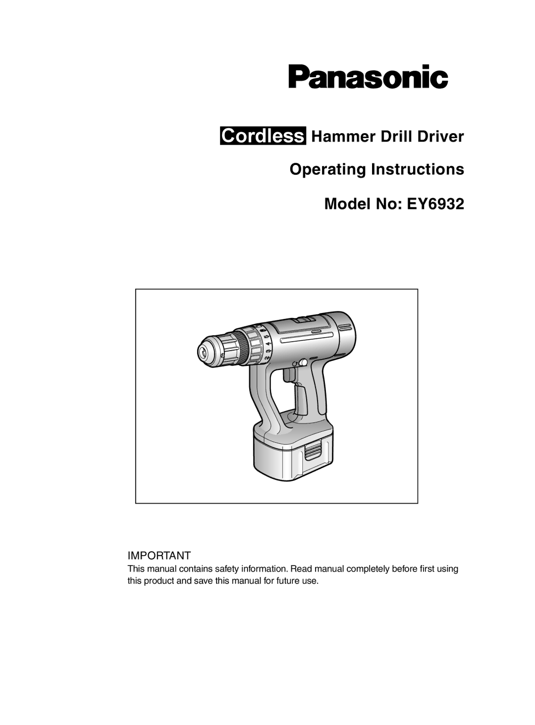 Panasonic EY6932 operating instructions 