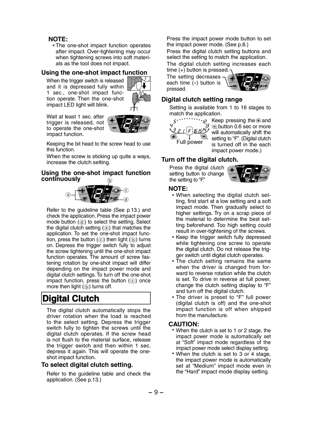 Panasonic EY7202 operating instructions Digital Clutch 