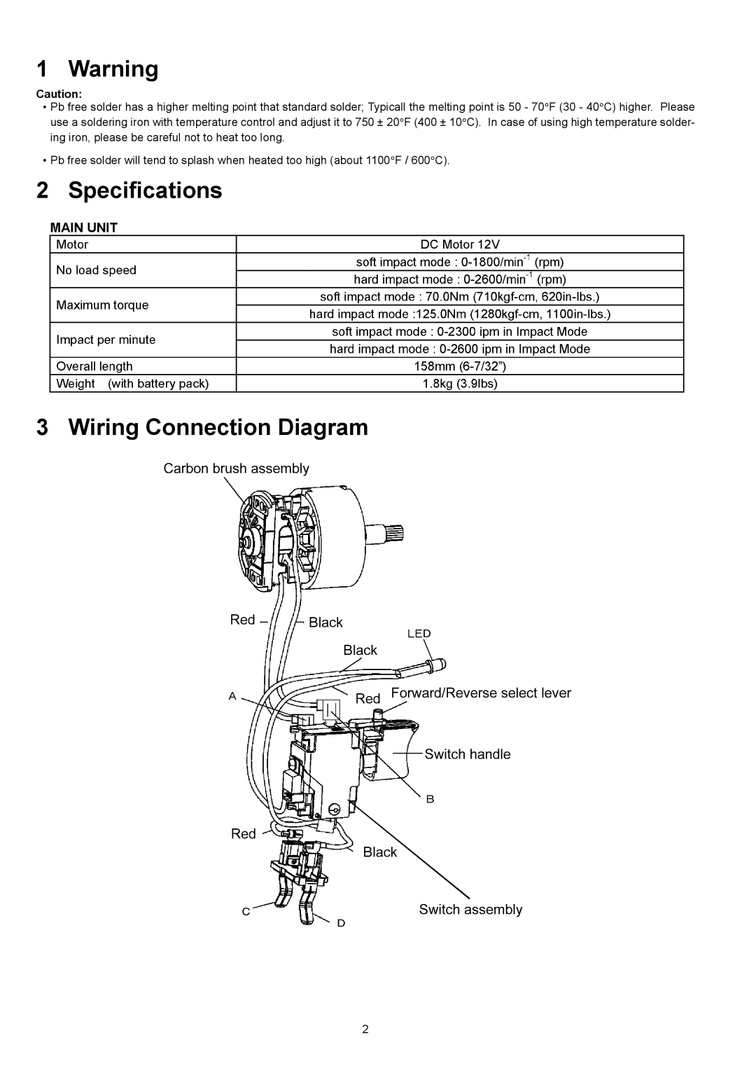 Panasonic EY7206 specifications Specifications Wiring Connection Diagram 