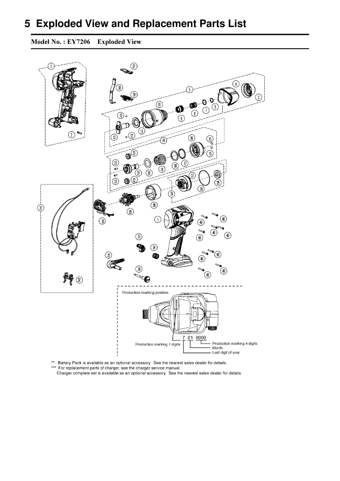 Panasonic EY7206 specifications Exploded View and Replacement Parts List 