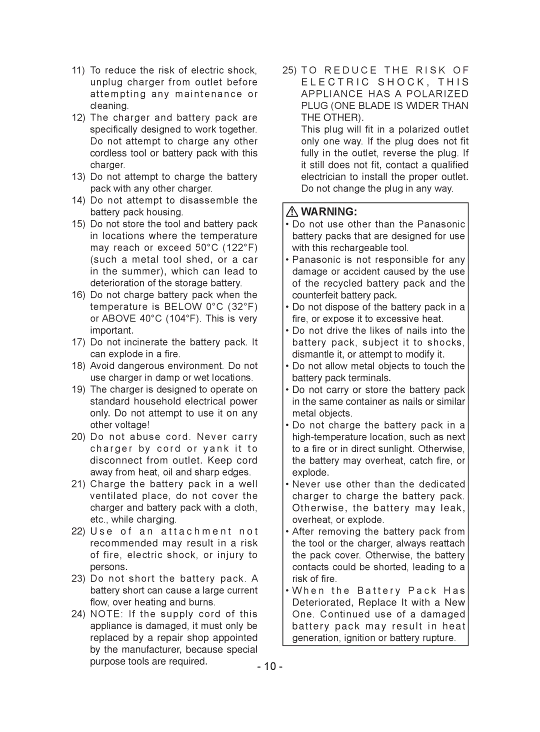 Panasonic EY7441 operating instructions 