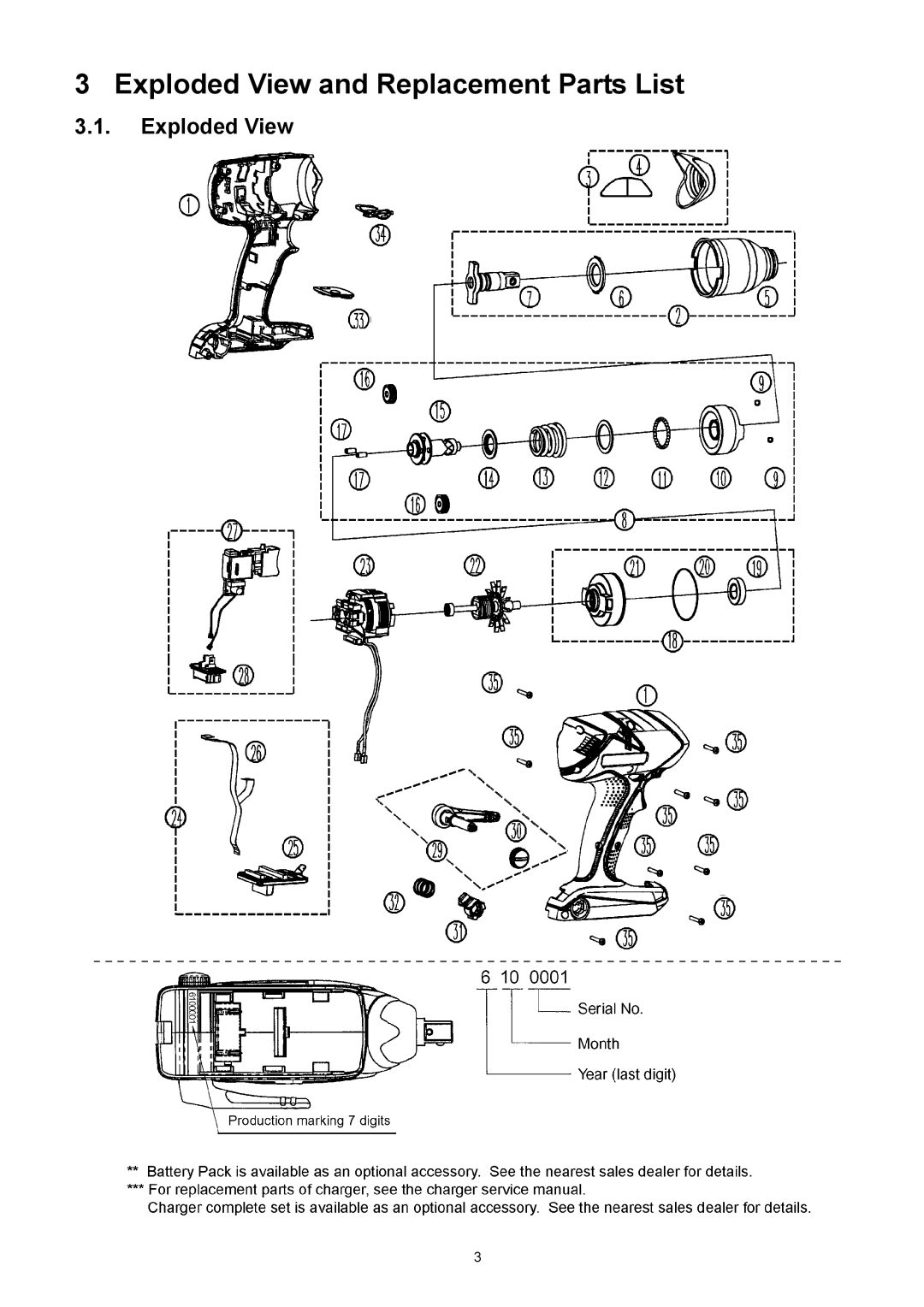 Panasonic EY7541 specifications Exploded View and Replacement Parts List 