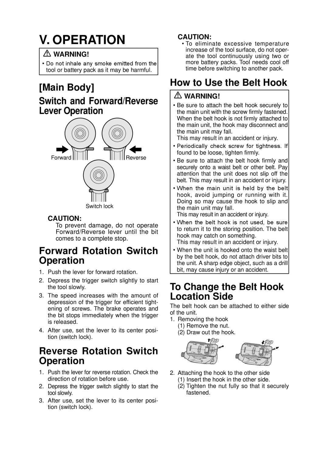 Panasonic EY7546 operating instructions Operation 