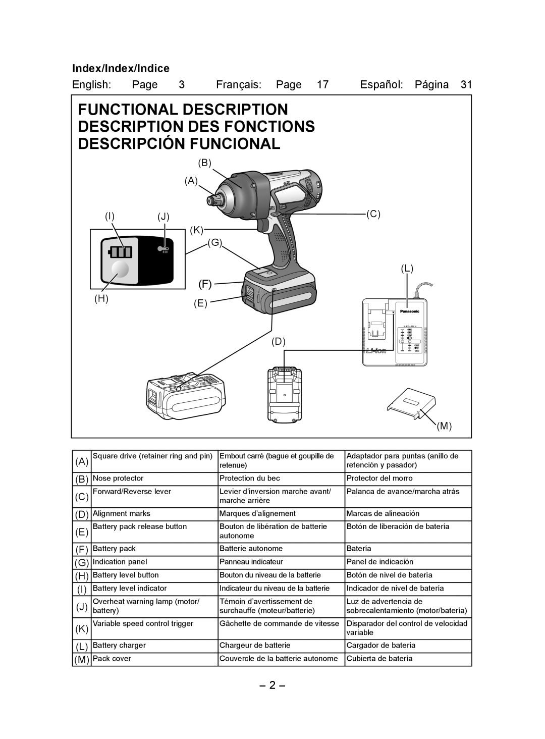 Panasonic EY7552 operating instructions Functional Description 