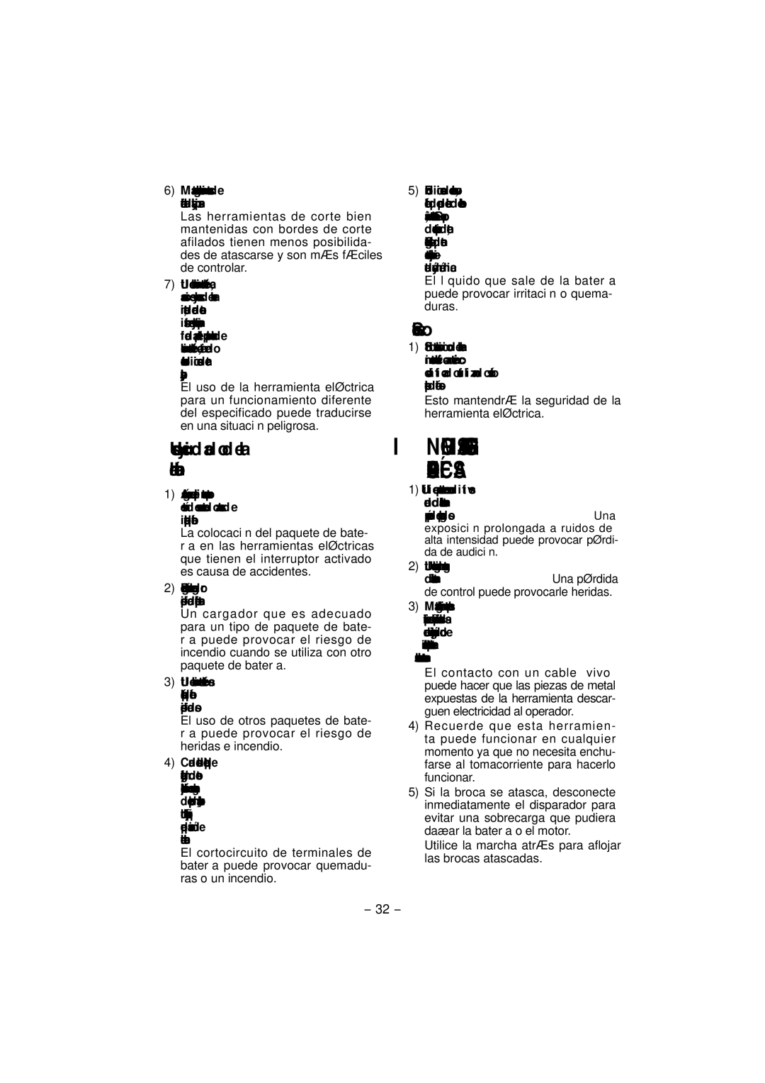 Panasonic EY7960, EY7460 operating instructions Uso y cuidado de la herramienta a batería, Servicio 