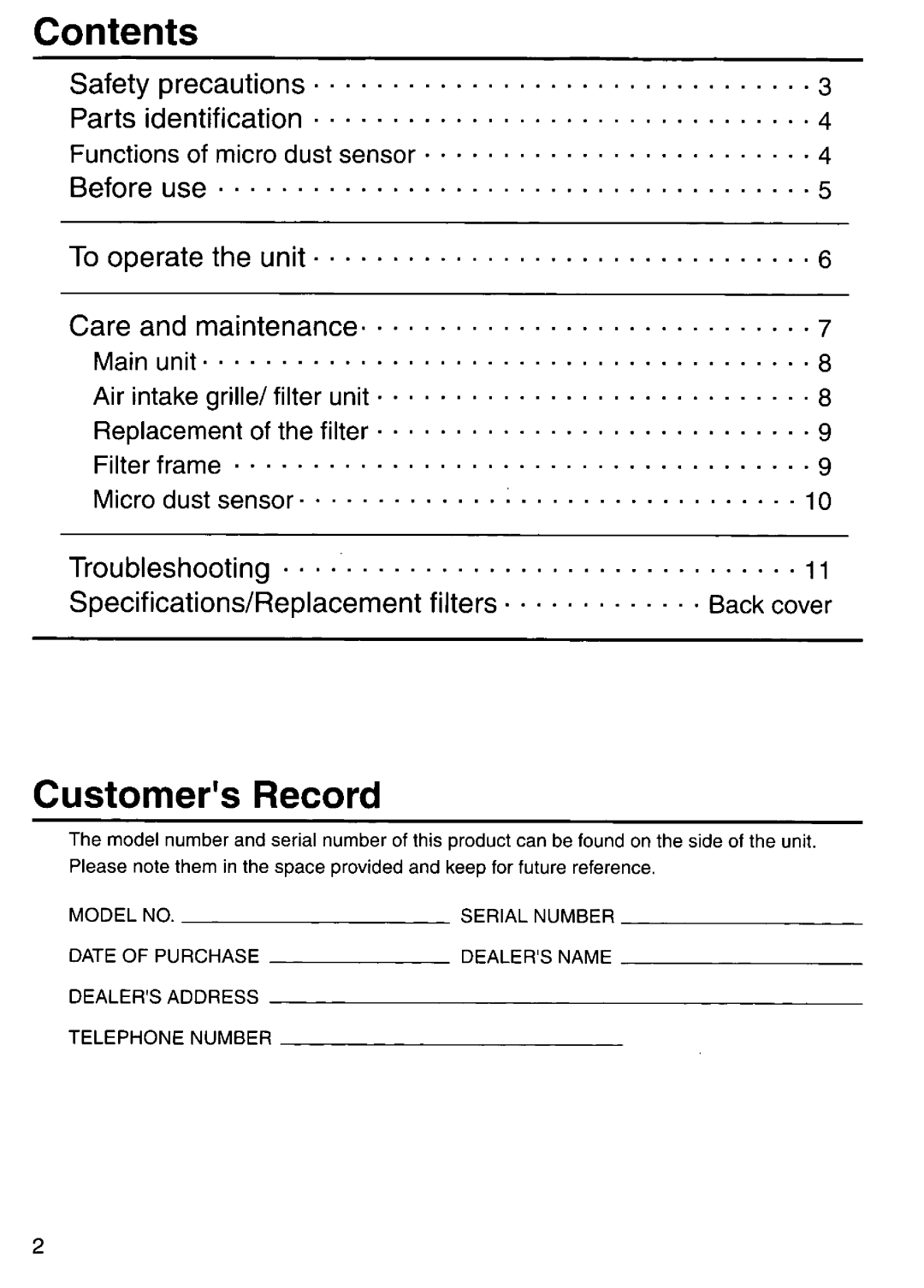 Panasonic F-P15HU2, F-P20HU1 manual 