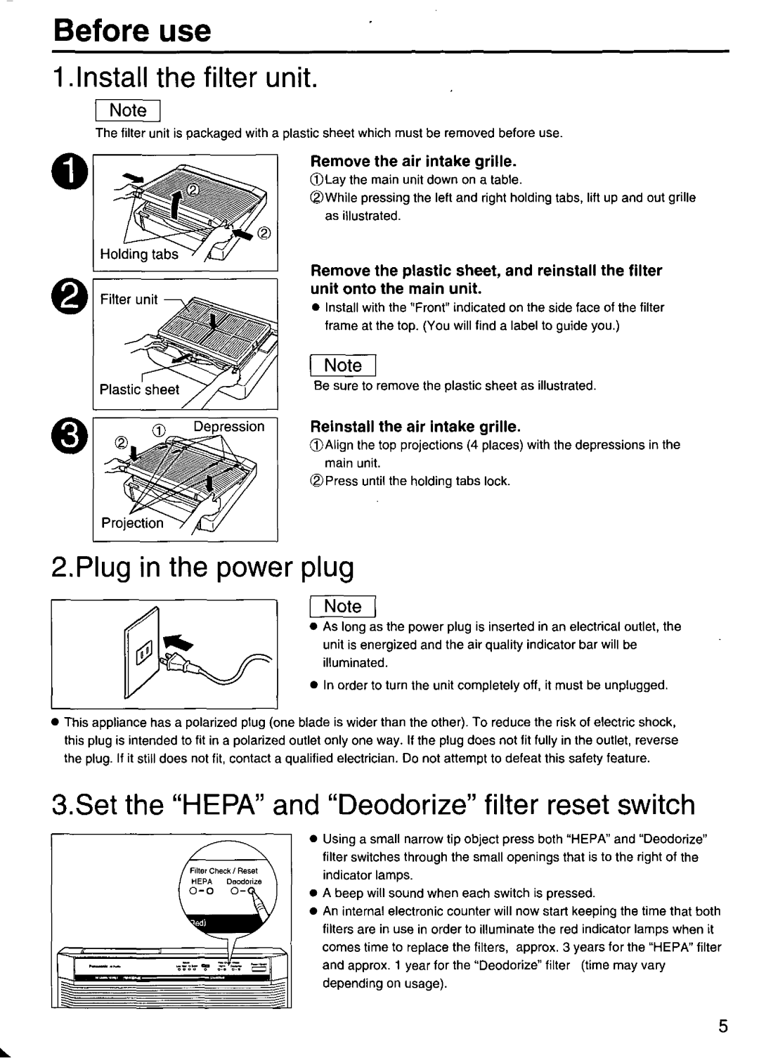 Panasonic F-P20HU1, F-P15HU2 manual 