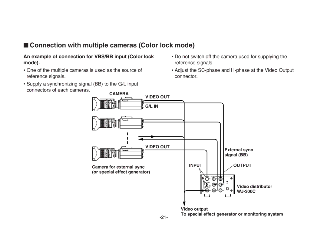 Panasonic VQTB0088D, F0205Y0 manual $ Connection with multiple cameras Color lock mode 