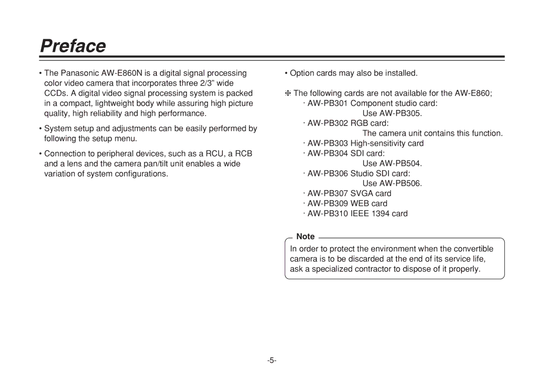 Panasonic VQTB0088D, F0205Y0 manual Preface 