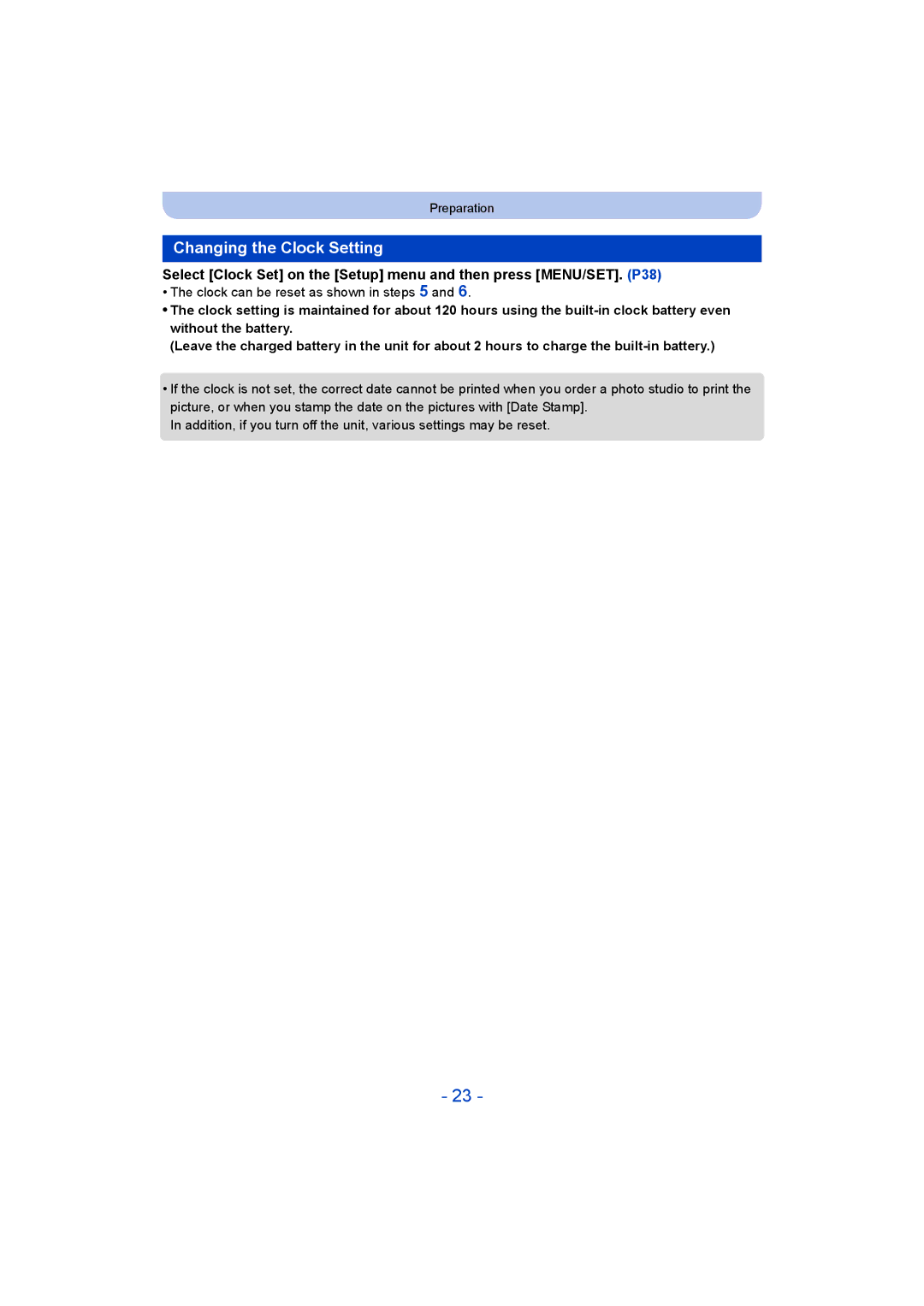 Panasonic VQT5G33, F0214NK0, DMC-LZ40 operating instructions Changing the Clock Setting 