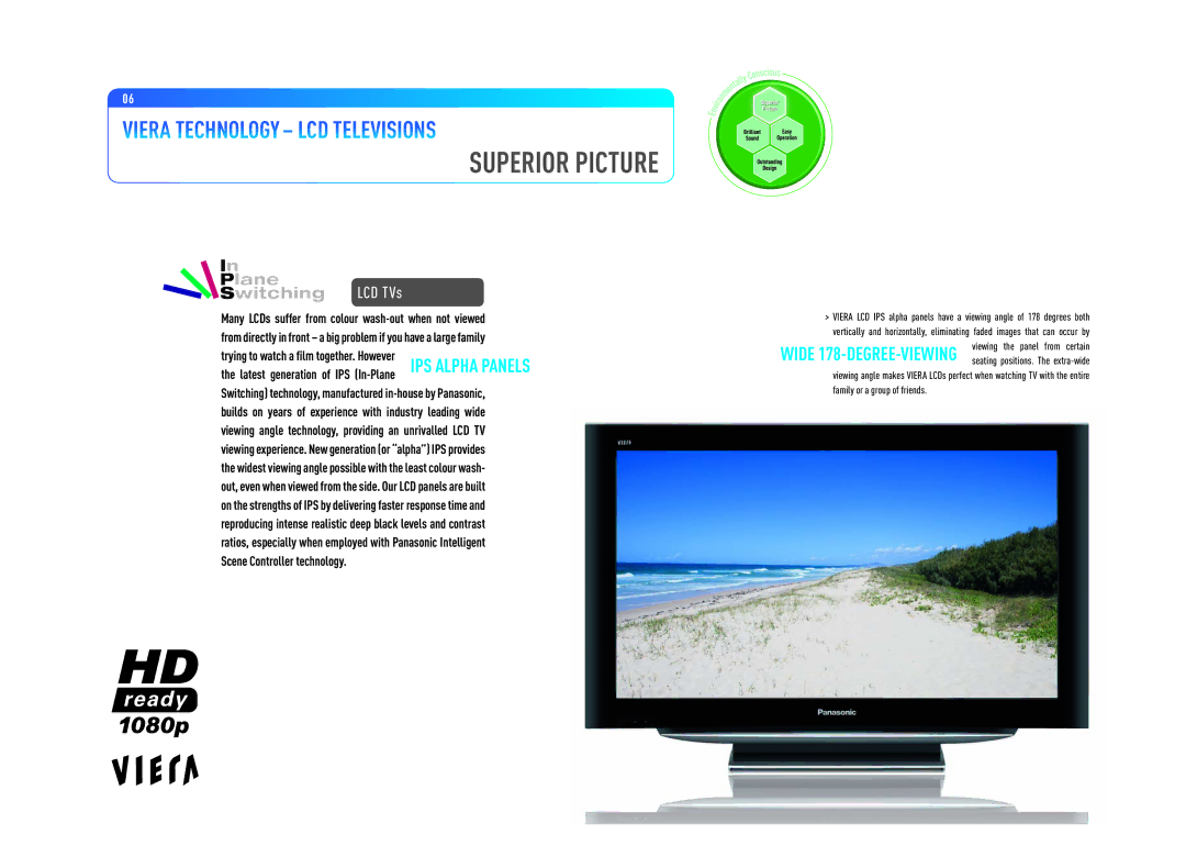 Panasonic Flat Screen TV manual LCD TVs, Latest generation of IPS In-Plane 