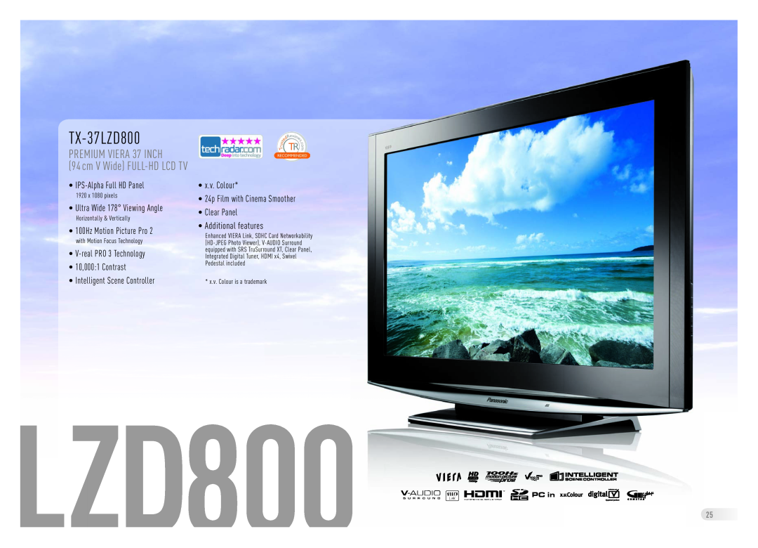 Panasonic Flat Screen TV manual TX-37LZD800, PREMIUM VIERA 37 INCH, Ultra Wide 178 Viewing Angle, cm V Wide FULL-HD LCD TV 