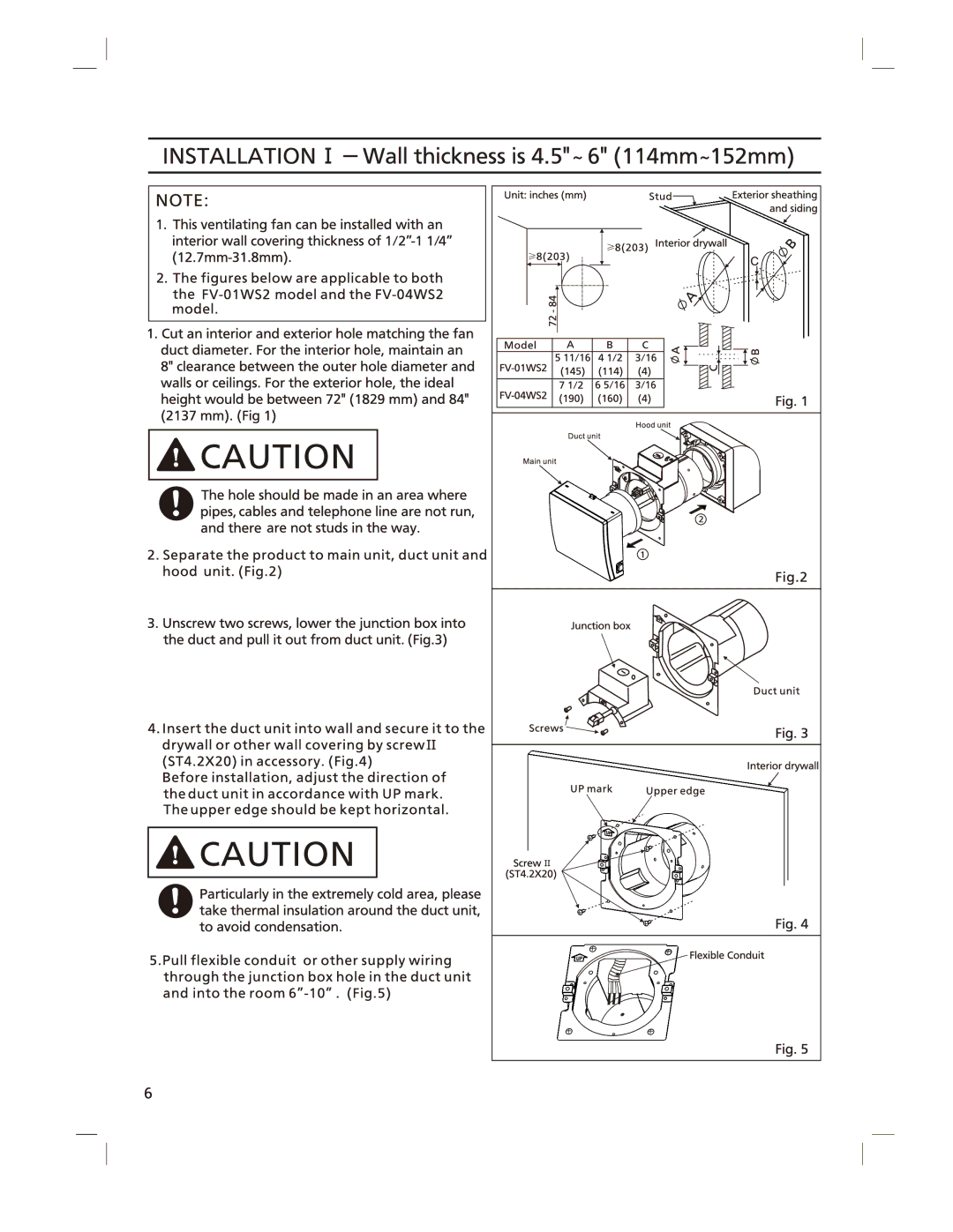 Panasonic FV-01WS2, FV-04WS2 manual 