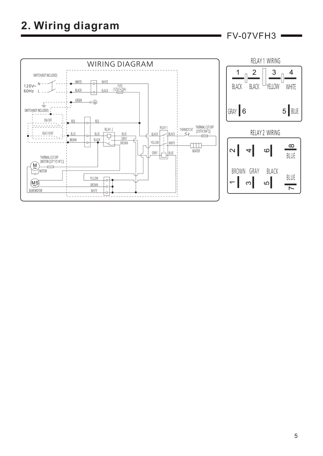 Panasonic FV-07VFH3 service manual Wiring diagram 