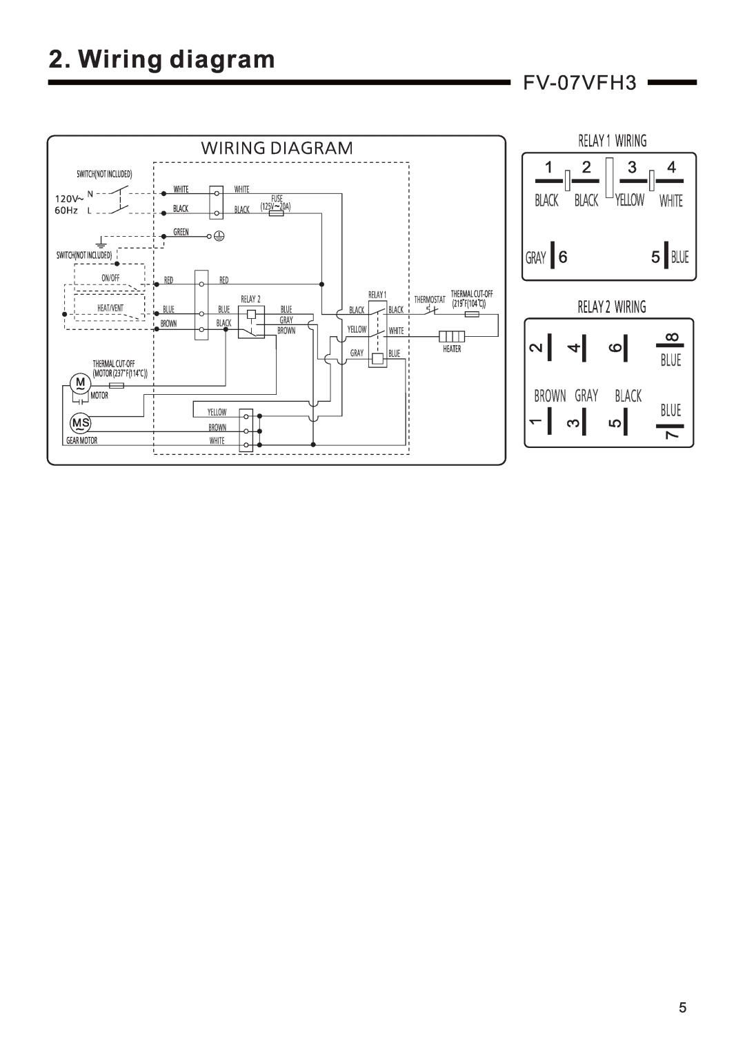 Panasonic FV-07VFH3 service manual Wiring diagram 