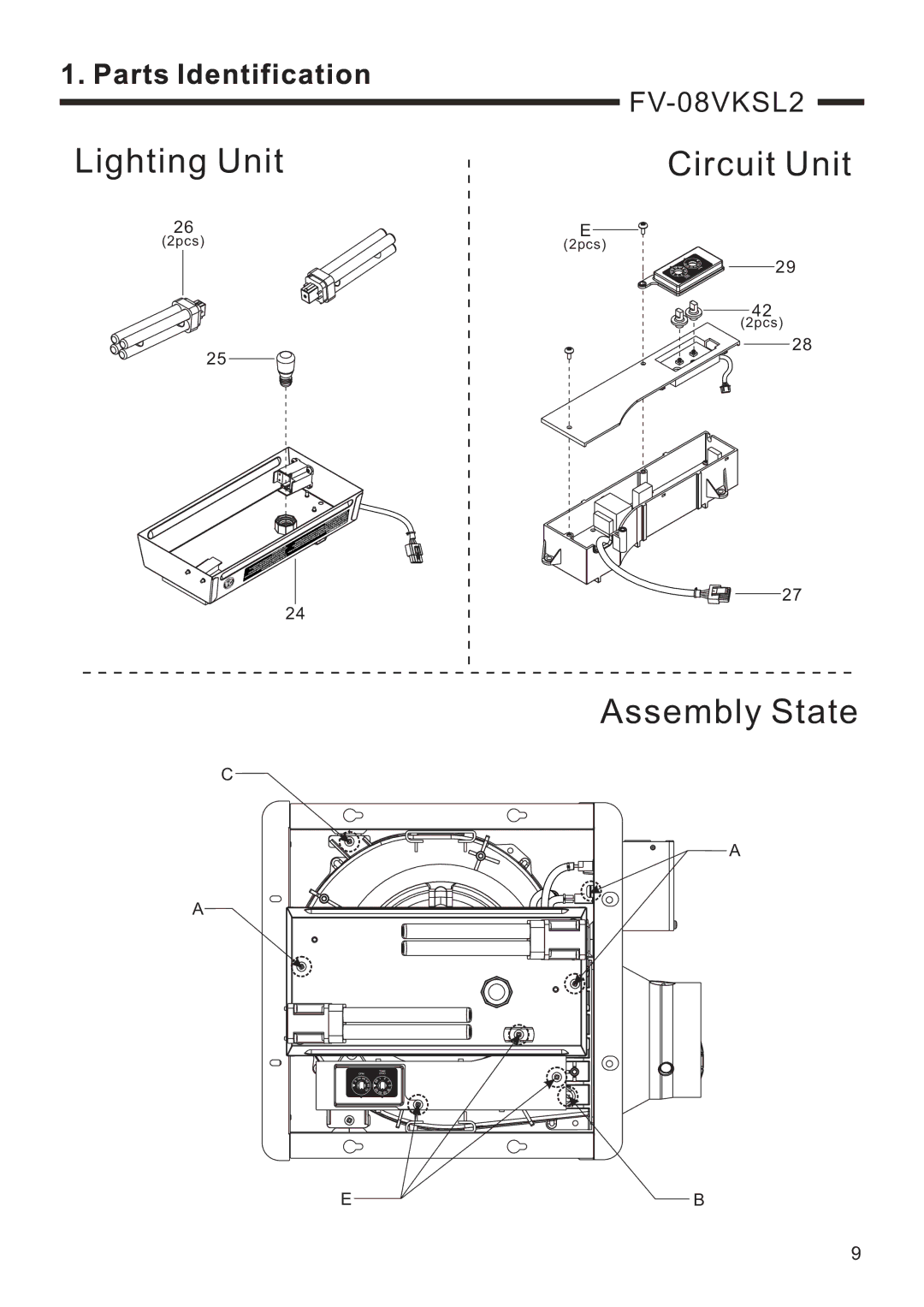 Panasonic FV-08VKSL2, FV-08VKML2 service manual Lighting Unit Circuit Unit 