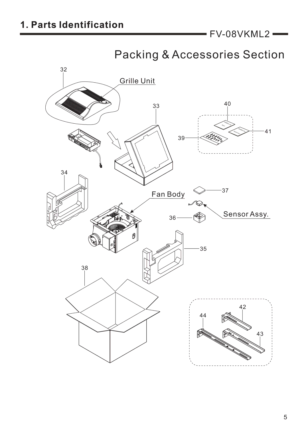 Panasonic FV-08VKSL2, FV-08VKML2 service manual Packing & Accessories Section 