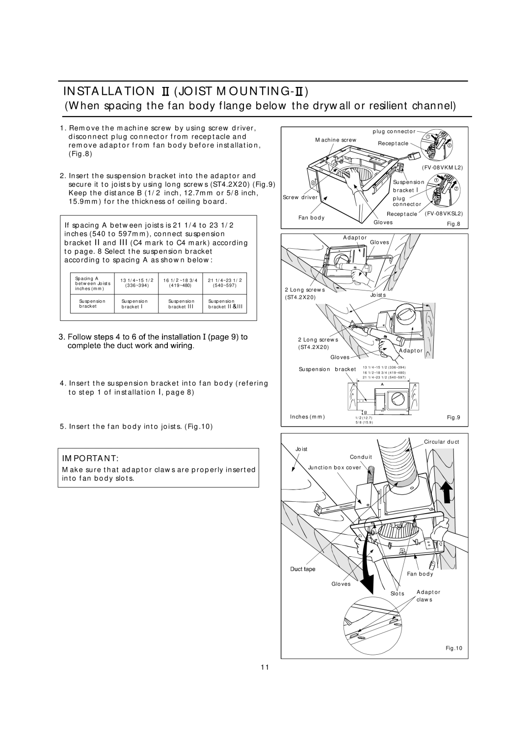 Panasonic FV-08VKML2, FV-08VKSL2 installation instructions 13 1/4~15 1/2 336~394 