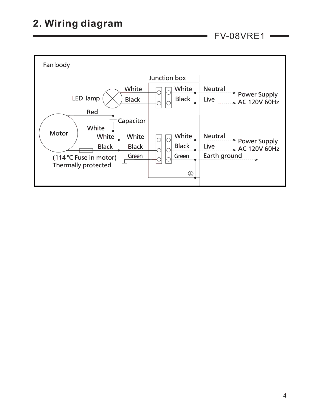 Panasonic FV-08VRE1 service manual Wiring diagram 